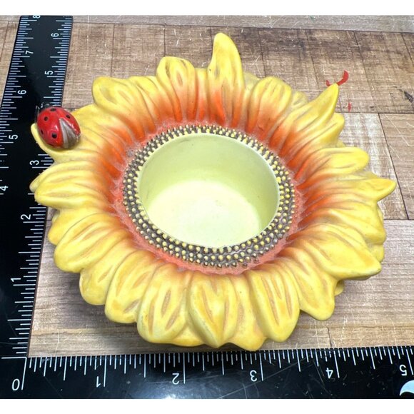 Sunflower Tealight Holder By Partylite With Ladybug Accent - Picture 5 of 5